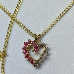 Heart Ruby Diamond 10K Gold Necklace